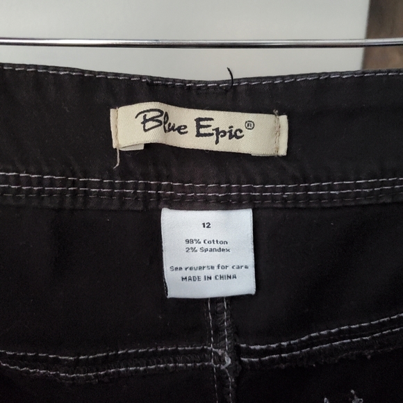 Vintage Black with White Stitch & Rhinestone Shorts - Picture 3 of 6